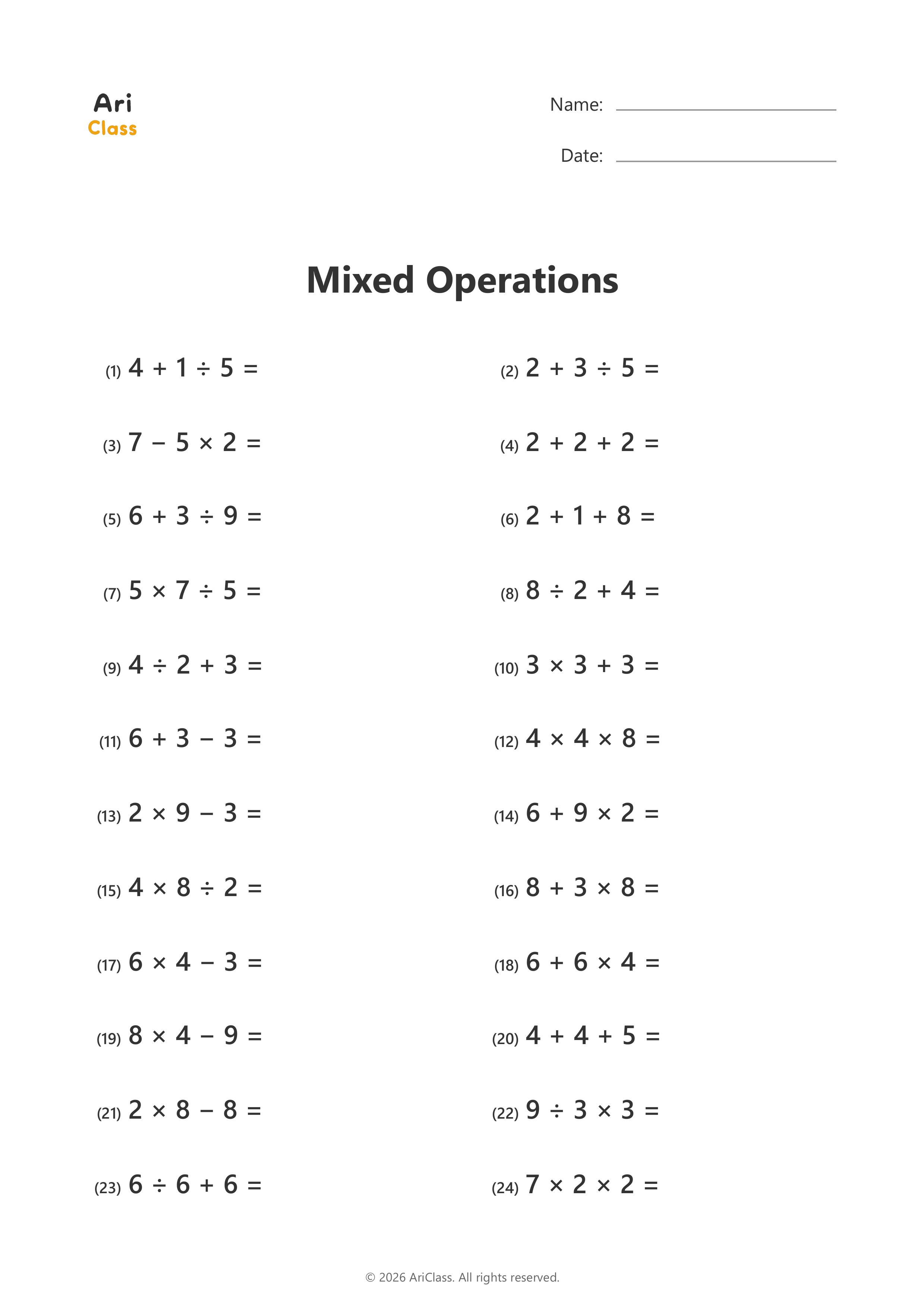 Mixed Operations